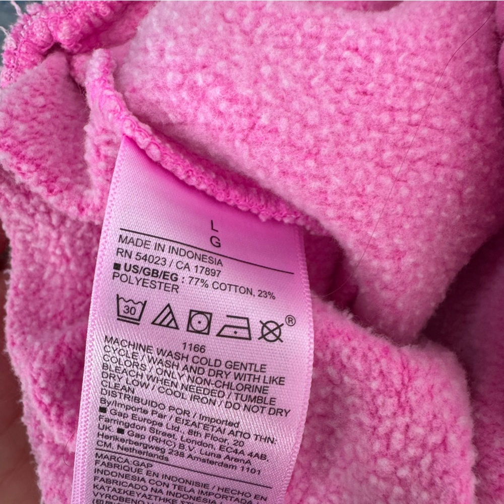 Gap Sweat Set 2 Piece Bright Neon Hot Pink Fleece Shorts Shirt Cotton Lounge - Picture 6 of 13